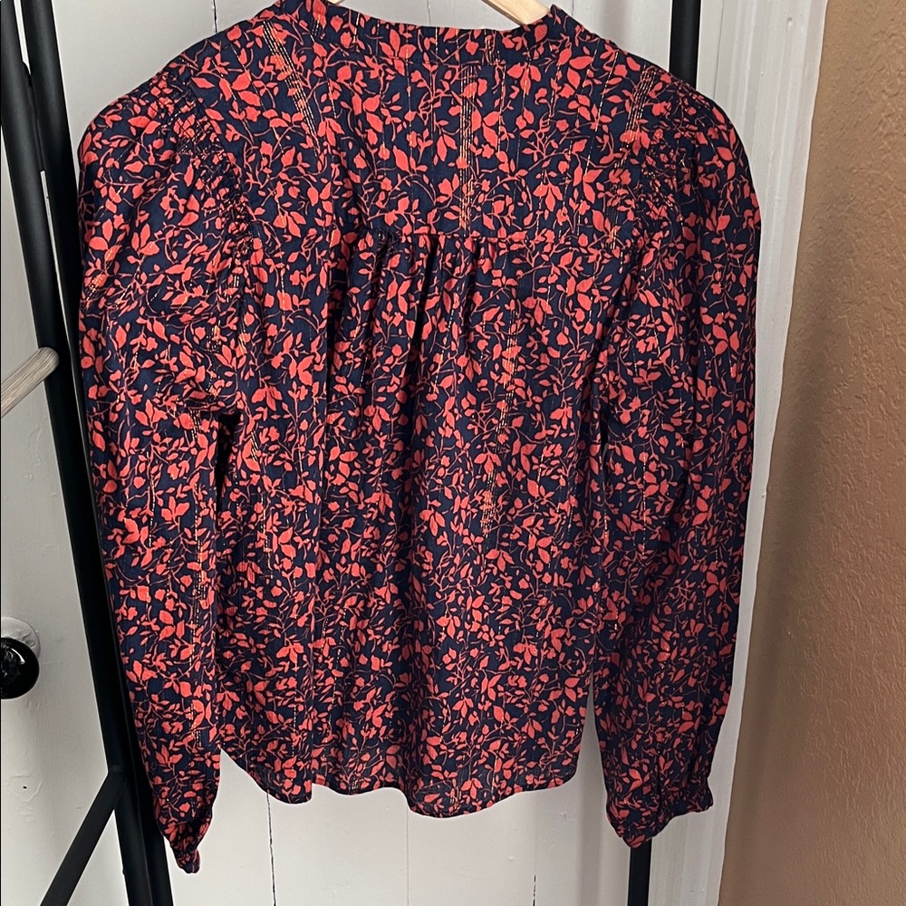 LOFT Rust Colored and Black Patterned Blouse - image 6